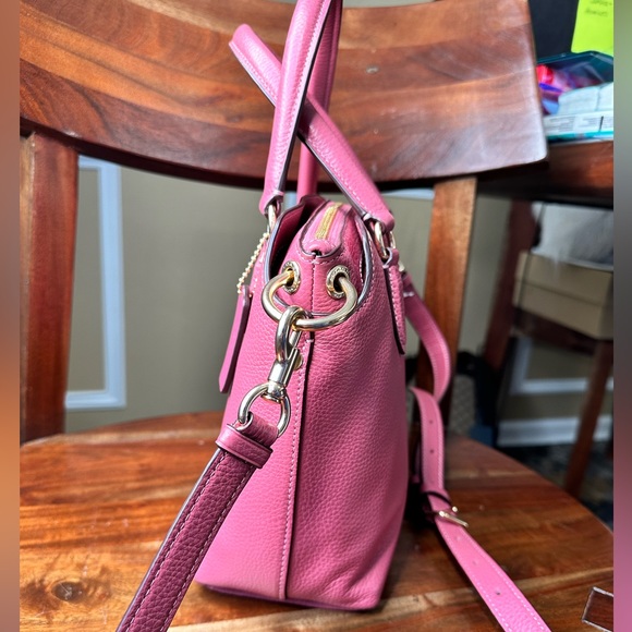 Coach Pebbled Leather Satchel Bag Purse in Rouge Mauve Pink with Gold Hardware - Picture 5 of 16